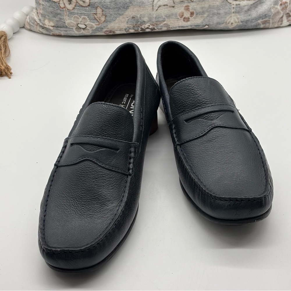 Marc Joseph Mens Casual Navy Leather Penny Loafer/Driving Shoe